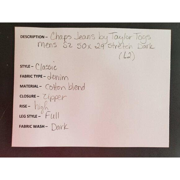 Chaps Jeans By Taylor Togs Men's Size 50/29 Stretch Dark - Picture 7 of 7